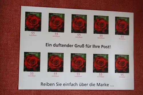 Folienblatt, FB 7, Markenset Gartenrose, Freimarke Blumen