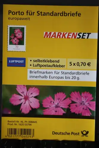 Folienblatt FB-MiNr. 3; Blumen:Kathäusernelke, Markenset