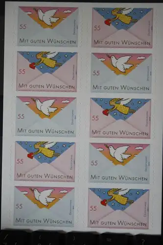 Folienblatt FB-MiNr. 12; Markenset, Grußmarken: Taube/Engel