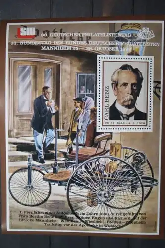 80. Deutscher Philatelistentag 1979; Vignettenblock Carl Benz