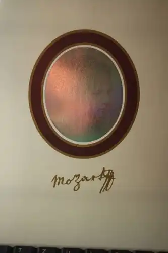 Mozart Hologramm-Klappkarte mit Mozartblock und beiden ESST
