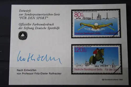 Für den Sport; Sporthilfe 1986, Offizieller Sonderdruck Nicht zur Ausführung gekommener Entwürfe