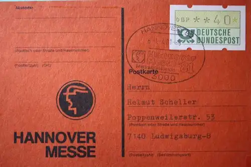 ATM-Dokumentation Versuchspostamt Hannover Messe 1981