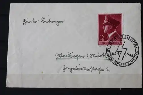 53. Geburtstag des Führers 1942; Sonderstempel Braunau a. Inn 20.4.1942