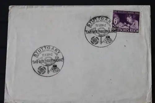 FDC zum Tag der Briefmarke 1942; Sonderstempel Stuttgart