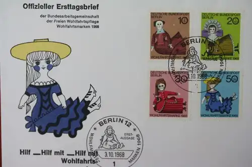 Wohlfahrtsmarken 1968 auf Offiziellem FDC