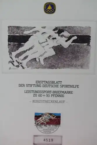 Ersttagsblatt der Sporthilfe 1982