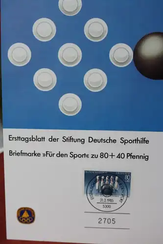 Ersttagsblatt der Sporthilfe 1985; Ersttagsblatt-Paar