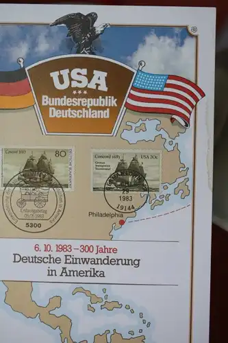 Gedenkblatt Deutsche Einwanderung in Amerika