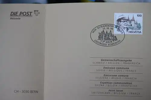 Erinnerungsblatt der Schweizer Post, Gemeinschaftsausgabe Simenon