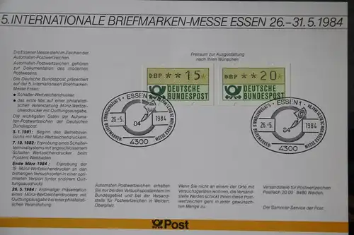 Erinnerungsblatt der Deutsche Post ; Messe Essen 1984