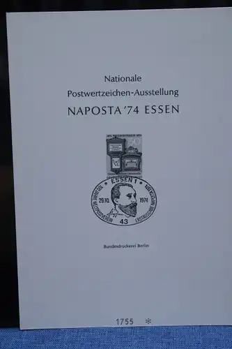 NAPOSTA 74 ESSEN Schwarzdruck; Großformat; gestempelt, RRR; sehr selten