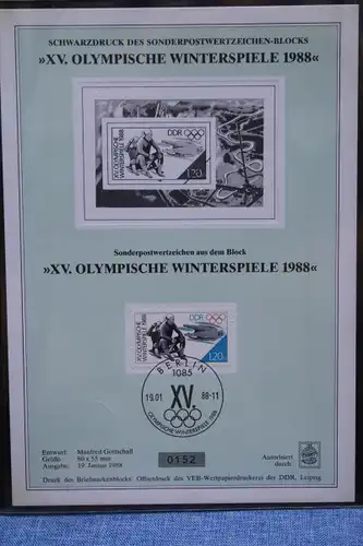 Schwarzdruck DDR ; XV. Olympische Winterspiele 1988