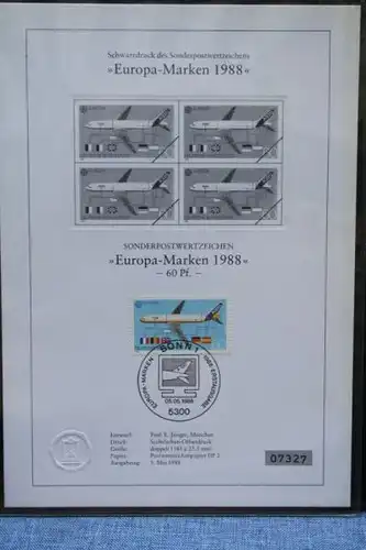 Schwarzdruck EUROPA-Marken 1988; CEPT 1988 Bundesrepublik