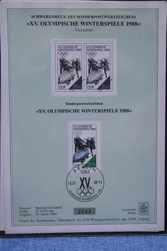 Schwarzdruck DDR : XV. Olympische Winterspiele 1988