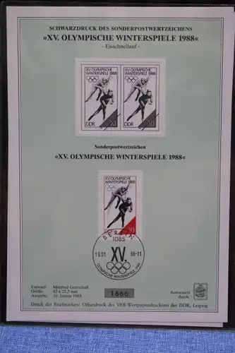 Schwarzdruck DDR : XV. Olympische Winterspiele 1988