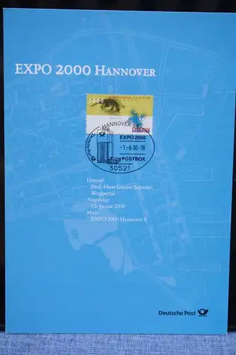 Gedenkblatt EXPO 2000 Hannover; Amtliche Ausgabe Deutsche Post