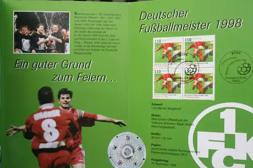 Erinnerungsblatt EB 4/1998; Gedenkblatt; 1. FCK Deutscher Fußballmeister