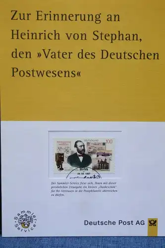 Erinnerungsblatt EB ; Gedenkblatt; Heinrich von Stephan; 1997