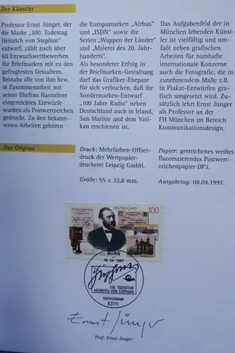 Erinnerungsblatt EB ; Gedenkblatt; Heinrich von Stephan; 1997