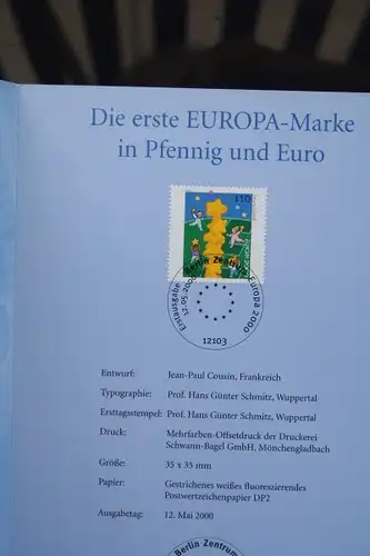 Erinnerungsblatt EB ; Gedenkblatt; Jahresgabe; EUROPA auf Postwertzeichen