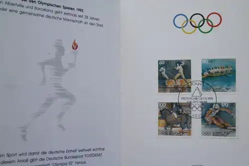 Erinnerungsblatt EB 1/1992; Gedenkblatt; Sporthilfe, Olympische Winterspiele 