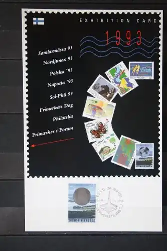 Finnland; Ausstellungskarten 1993; Exhibition Card 1993;
komplette Serie von 8 Ausstellungen der PKPF Finland; mit EUROPA-Marken und Hologramm-Marke