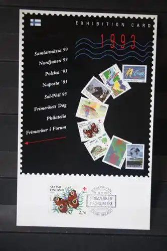 Finnland; Ausstellungskarten 1993; Exhibition Card 1993;
komplette Serie von 8 Ausstellungen der PKPF Finland; mit EUROPA-Marken und Hologramm-Marke