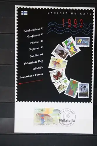 Finnland; Ausstellungskarten 1993; Exhibition Card 1993;
komplette Serie von 8 Ausstellungen der PKPF Finland; mit EUROPA-Marken und Hologramm-Marke