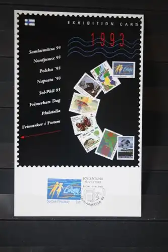 Finnland; Ausstellungskarten 1993; Exhibition Card 1993;
komplette Serie von 8 Ausstellungen der PKPF Finland; mit EUROPA-Marken und Hologramm-Marke