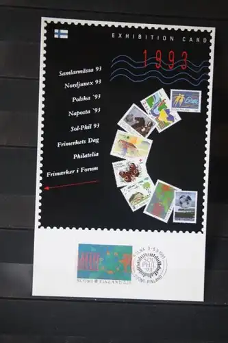 Finnland; Ausstellungskarten 1993; Exhibition Card 1993;
komplette Serie von 8 Ausstellungen der PKPF Finland; mit EUROPA-Marken und Hologramm-Marke