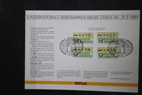 Erinnerungsblatt, Stempelkarte der Deutsche Post ; Messe Essen 1984