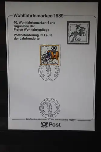 Gedenkblatt / Erinnerungsblatt / Stempelblatt / Ausstellungsblatt / Sonderblatt der Deutsche Post AG: Wohlfahrtsmarken 1989 Berlin