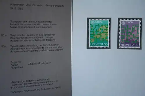 Schweiz CEPT Europa-Union 1988 Klappkarte