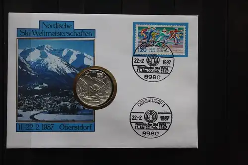 Numisbrief Münzbrief Münzenbrief: Nordische Ski-Weltmeisterschaften 1987 Oberstdorf