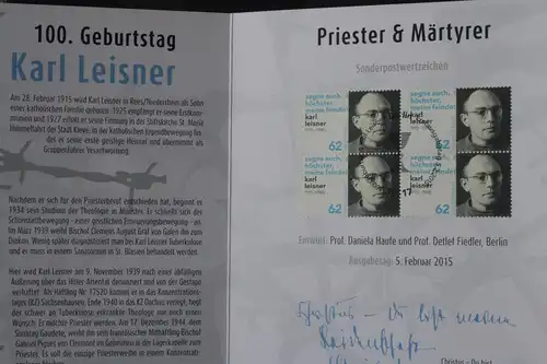 Erinnerungsblatt EB 1/2015; Gedenkblatt; Klappkarte: Karl Leisner