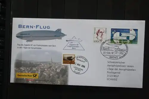 Zeppelin NT; Bern-Flug 2004 mit Luftschiff N07 Nr. 3; D-LZZF am 23. Mai 2004 mit Bordsigelmarke und Bordstempel