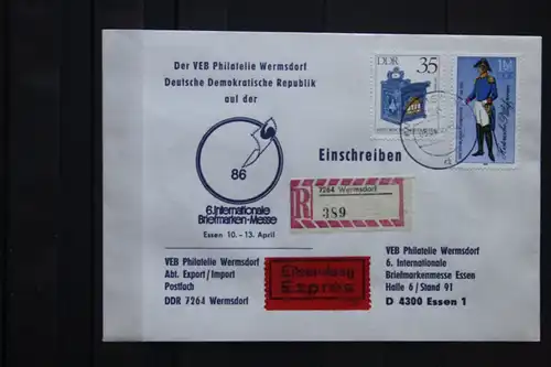 6. Intern. Briefmarkenmesse Essen 1986, Einschreiben, Eilsendung