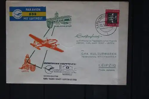Deutsche Lufthansa (DDR); Erstflug Karl-Marx-Stadt-Leipzig 1958