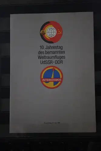 Amtl. Ersttagsblatt DDR ETB; 10 Jahre Weltraumflug UdSSR-DDR