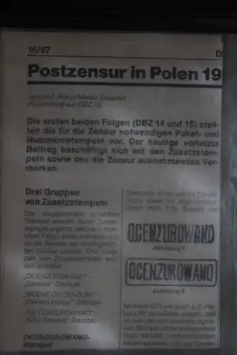 Zensurbrief, Postzensur von Polen in die Bundesrepublik