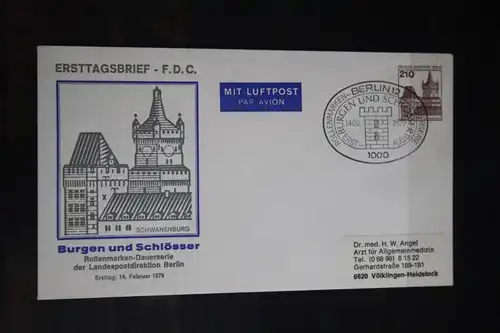 Ganzsache; Postkarte, Burgen und Schlösser; FDC