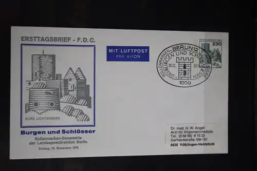 Ganzsache; Postkarte, Burgen und Schlösser; FDC