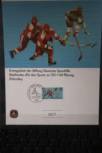 Sporthilfe Ersttagsblatt Berlin 1983; Eishockey