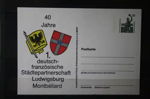 Ganzsache SWK, Städtepartnerschaft Ludwigsburg Montbeliard