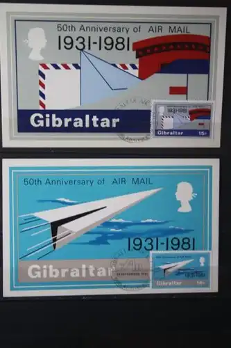 Gibraltar; 50 Jahre Luftpost; Maximumkarten 1981