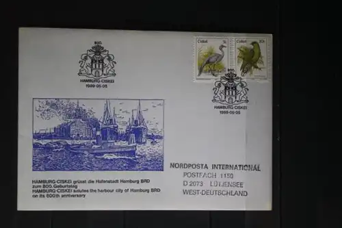 Brief zur 800 Jahrfeier Hafen Hamburg aus Hamburg-Ciskei