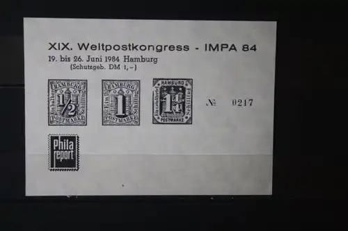 Hamburg Vignette zum XIX. Weltpostkongress 1984 in Hamburg