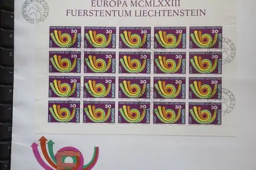 Fürstentum Liechtenstein; Kleinbogensatz, Kleinbogen EUROPA-UNION CEPT 1973 auf FDC