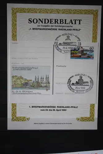 Sonderblatt zur Sonderganzsache 1. Briefmarkenbörse Rheinland-Pfalz